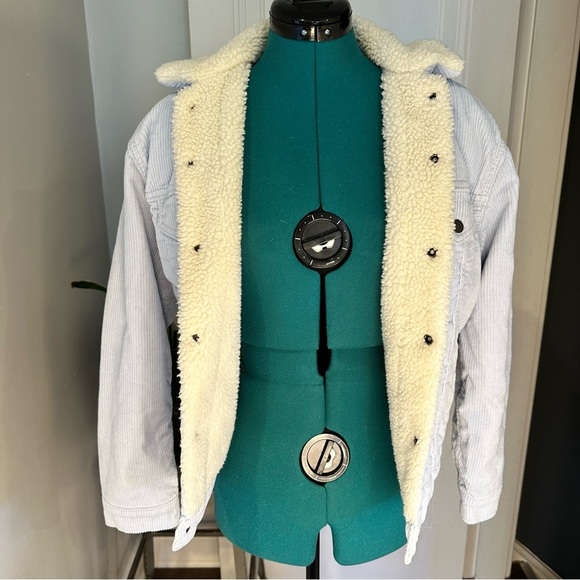 Levi’s Light Blue Sherpa-Lined Button Down Corduroy Jacket XS - Picture 9 of 15